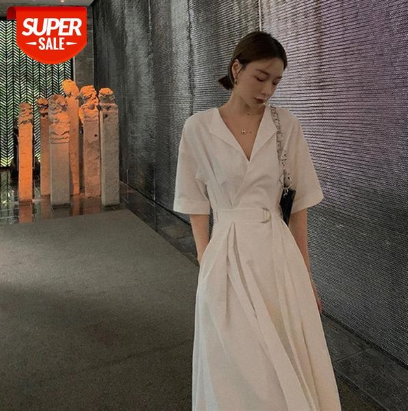 

women's light luxury french long skirt design sense of niche temperament white shirt dress #yx4j, Black;gray