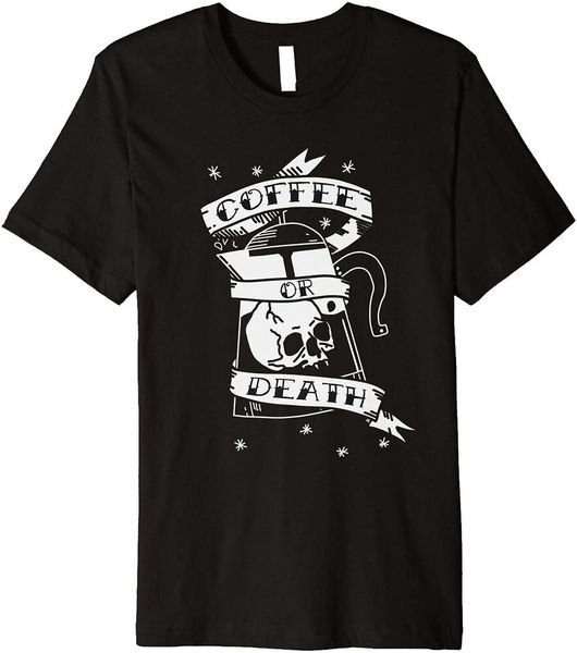 

coffee or death skull tattoo premium t-shirt size m-5xl, White;black