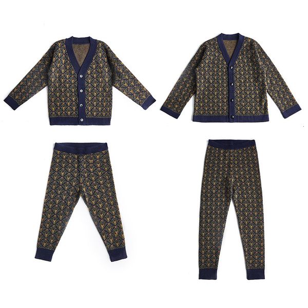 

autumn and winter children's jacquard sweater, boys' sweater trousers set, british girls' long sleeved coat, White