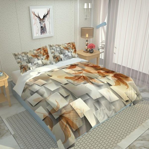 

omfortable golden flower geometric bedding home textiles single bed double duvet cover pillow case sheet boy girl set sets