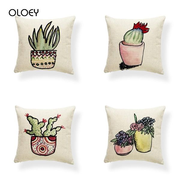 

cushion/decorative pillow plant cushion cover, square linen bedroom family el car decoration size 45x45cm.