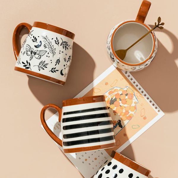 

mugs 500ml vintage ceramic coffee mug heat-resistant handgrip cup for juice water milk office kitchen restaurant drinkware