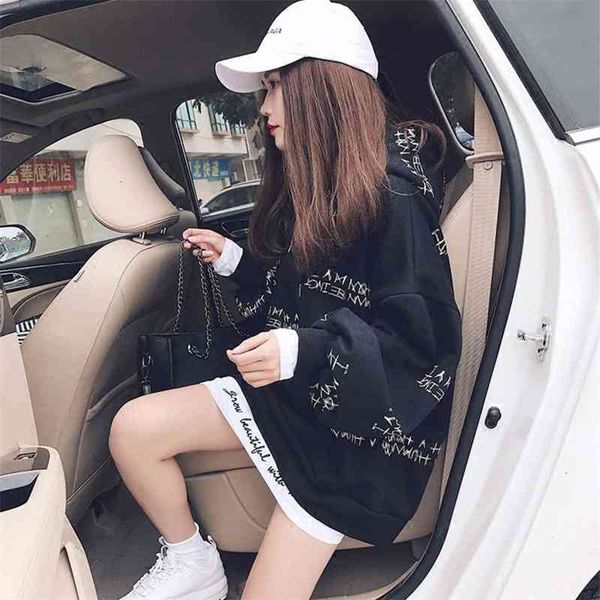 

women's jackets coats autumn and winter 2021 korean fashion lazy style versatile plush thickened hooded sweater sb5b, Black;brown