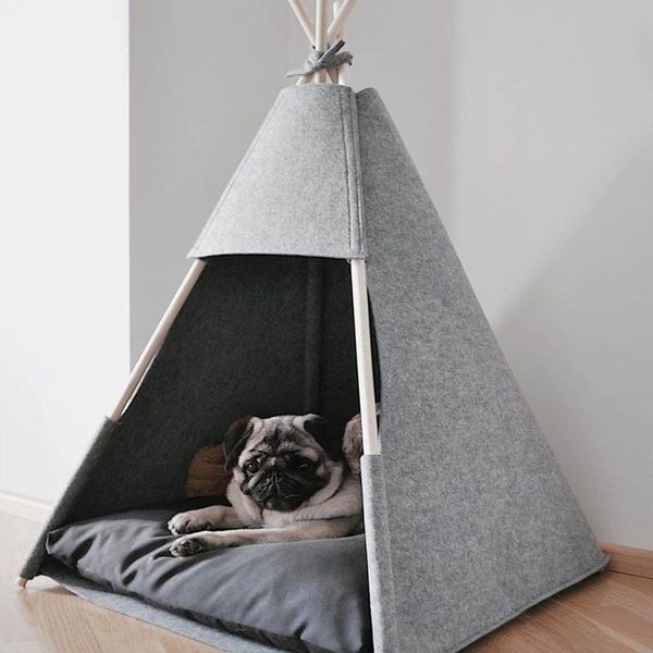 

kennels & pens pet dog tent felt solid wood pole four-legged sturdy cat kennel puppy supplies portable warm washable