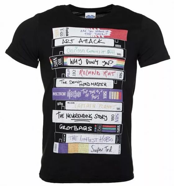 

men's retro video tapes t-shirt, White;black