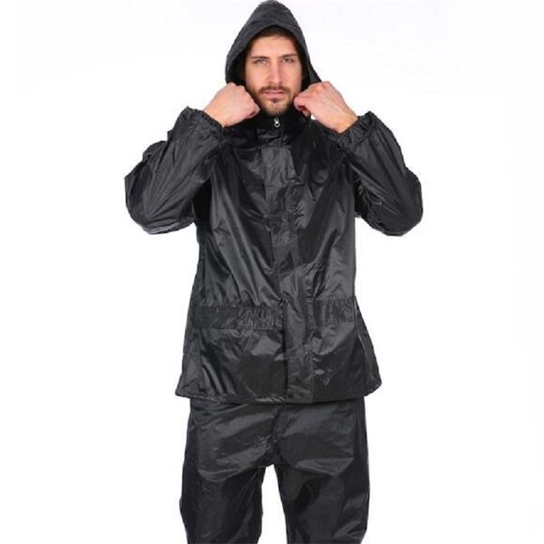 Motocicleta Preto Adultos Raincoat Waterproof Windbreaker Presente Suit Gear Homens Casaco Ao Ar Livre Calças Conjunto de Caminhadas 211025