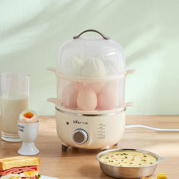 

egg boilers 220v 2 layers electric steamer household mini boiler corn custard milk steaming machine for breakfast