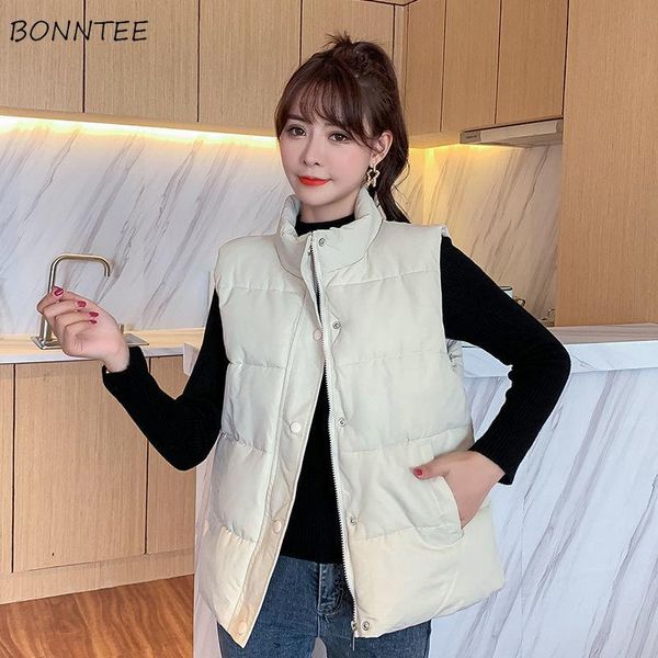 

women's vests women all-match chic solid simple ulzzang college ladies outwear cropped fashion sleeveless autumn female clothes 2021 in, Black;white
