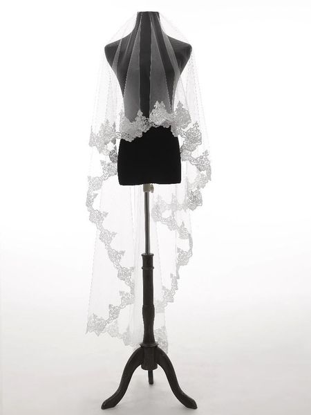 

bridal veils elegant 100% real po lace edge one layer wedding accessories tulle veil with comb, Black