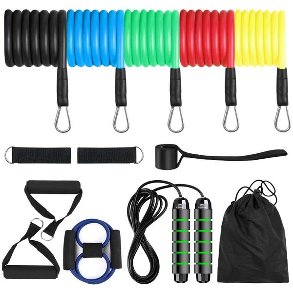 

13pcs resistance bands set workout exercise tube rope door anchor ankle straps cushioned handles 8-shaped band