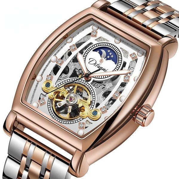 

wristwatches luminous waterproof mens watches tourbillon automatic mechanical watch men sport wristwatch male clock relogio masculino, Slivery;brown