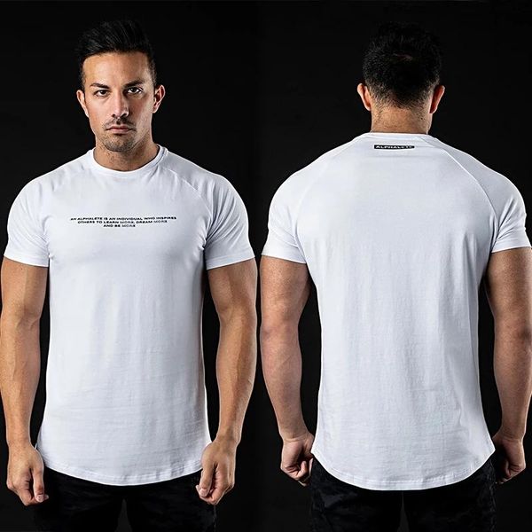 

cotton gym running shirt sport t men short sleeve mens workout training tees fitness t-shirt men's t-shirts, White;black