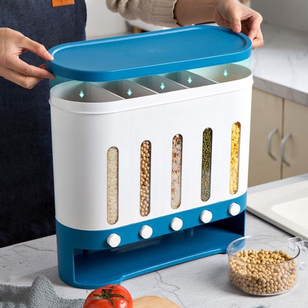 

separate grain cereal can rice storage cylinder automatic plastic box for kitchen _wk bottles & jars