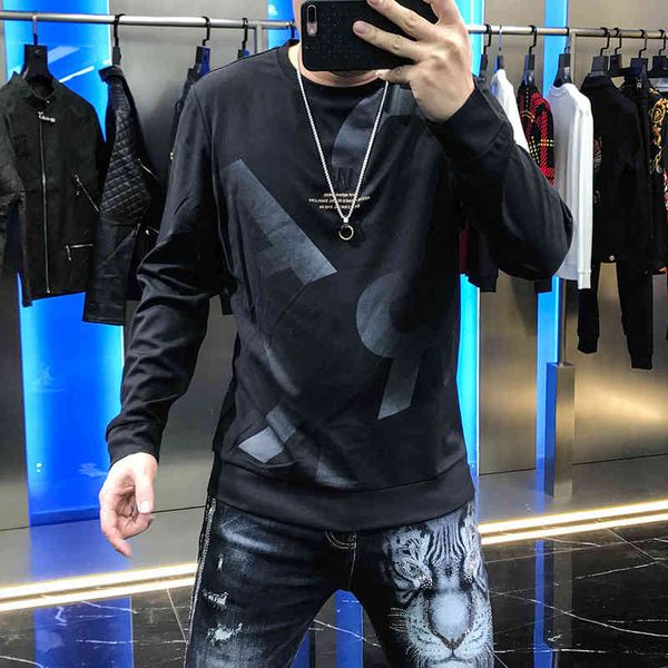 

hoodies fall around the neck pullover and letter back shirt for man, Black