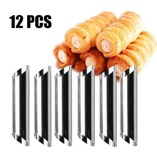 

cake tools 12 pcs stainless steel tubes horn mold bread nonstick baking fbe2