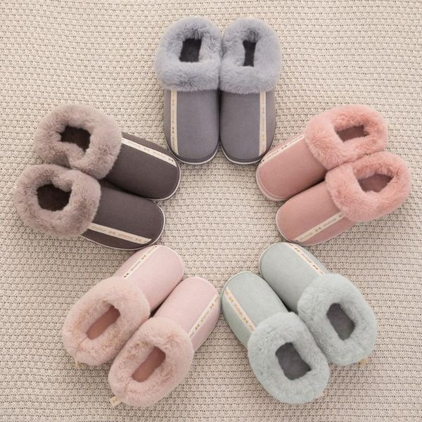 

women's shoes winter large size casual home plus velvet keep warm house comfort cotton slippers zapatillas de casa, Black