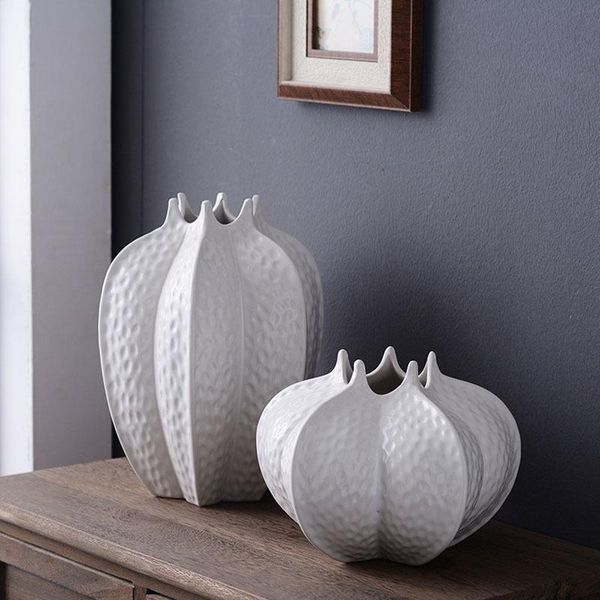 

vases nordic white ceramic vase sculpture handicraft home decoration accessories living room balcony planting flower pot ornaments