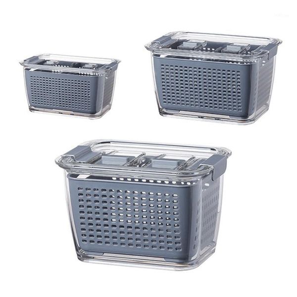 

storage bottles & jars container drain basket double-layer kitchen refrigerator box multifunctional fresh-keeping fruit