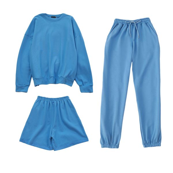 

sold separately womens tracksuits 3 piece oversized sweatshirt sweatpant sporting shorts sweat 3 piece outfit solid color sets, Gray