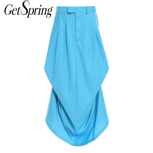 

getspring women skirt asymmetry high waist long skirts black blue irregular vintage casual 2021 sexy