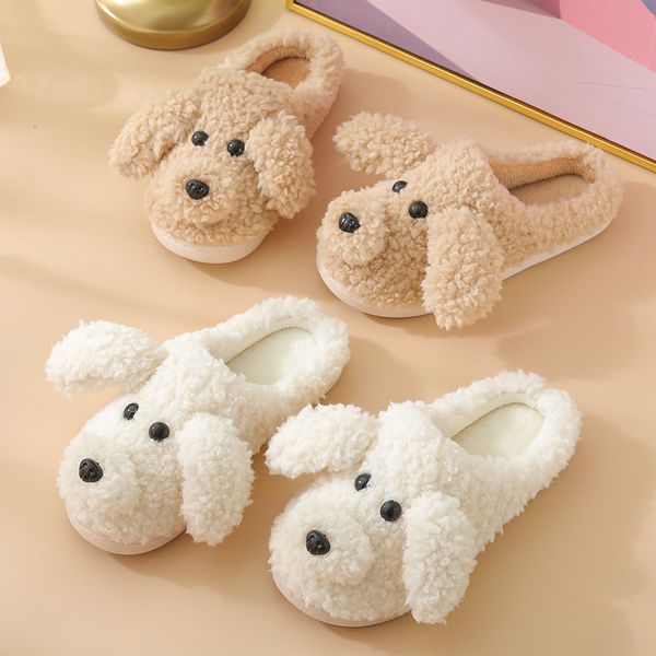 

2021 cotton slippers women's autumn and winter indoor plush household cartoon cute warm men's, Black