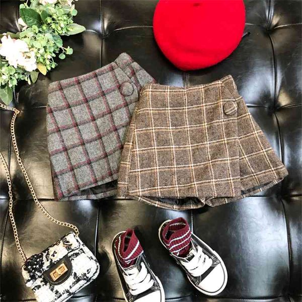 

new autumn item girl plaid half dress with button two colors 210317, Red;yellow
