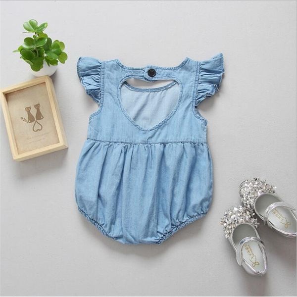 Moda Küçük Kızlar Toddler Infantil Denim Tulum Bebek Kalp Çocuklar için Kıyafet Oyma 0-3Y 210529