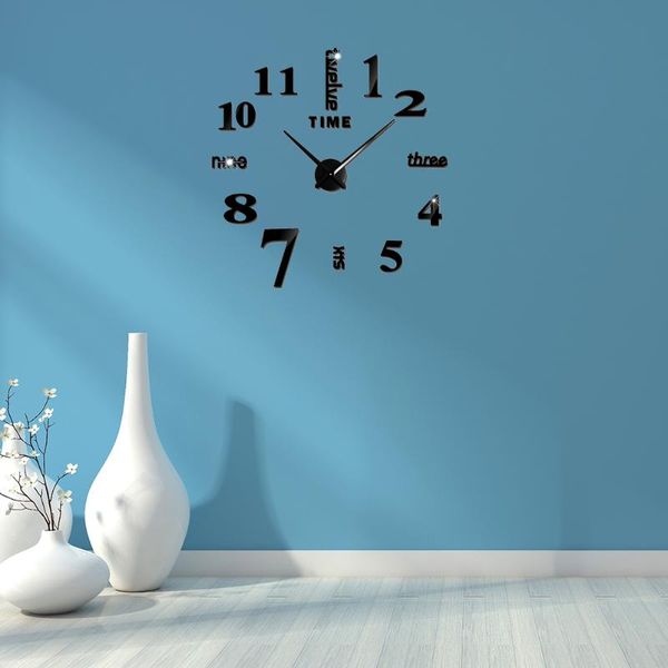 

wall clocks large clock without frame decorative art non-ticking for living room bedroom office(black)