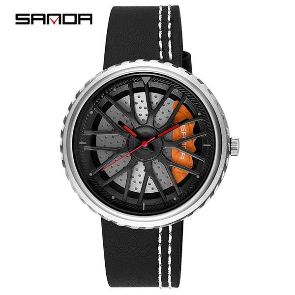 

wristwatches sanda men's watches quartz brand military rotating dial male men sports army watch waterproof relogio masculino, Slivery;brown