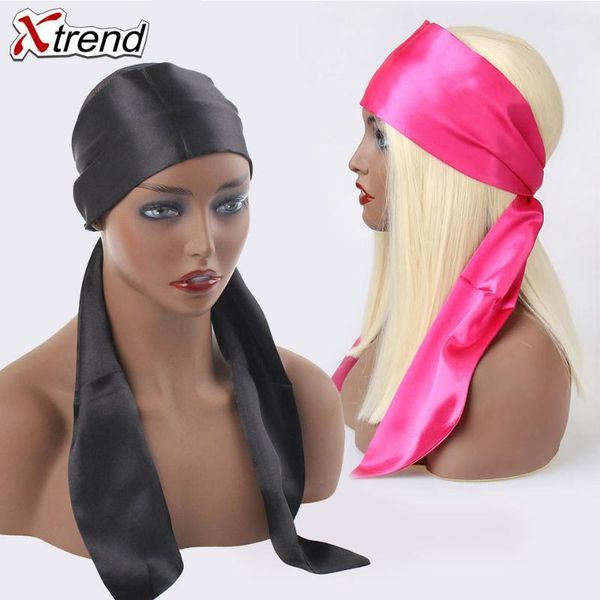 

xtrend satin edge scarves for hair non slip wrap wigs grip band yoga black polyester headband wig1, Brown