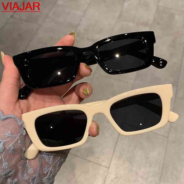 

2021 new women's rectangle sunglasses men's brand designer retro points female vintage samll cat eye sun glasses women shade, White;black