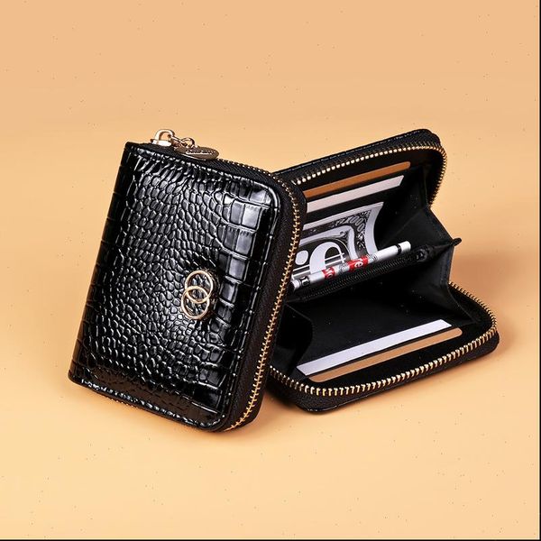 

alligator pu wallet women small short credit amp bank card holder wallets zipper purses female coin purse, Red;black