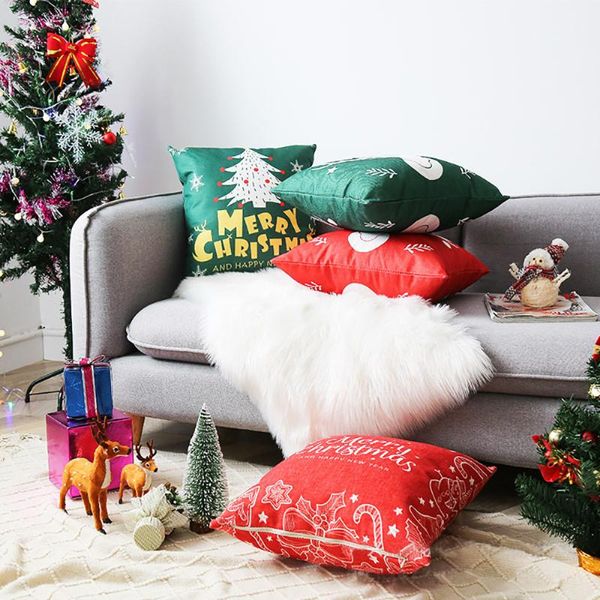 

table cloth christmas cushion cover happy print pillow sofa home decor pillowcase