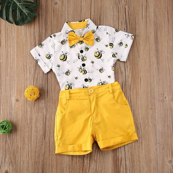 

2-6y summer gentleman infant baby boys clothes sets animal print short sleeve t shirts +shorts 2pcs clothing, White