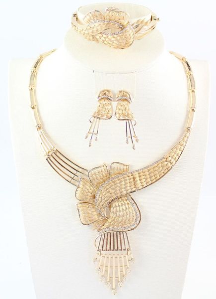 

earrings & necklace jewelry sets african beads collar statement bangle fine rings for women cz crystal vintage party accessories, Silver