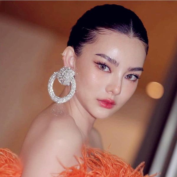 

dangle & chandelier women fashion shiny rhinestone big circle earrings jewelry maxi evening dress statement accessories, Silver