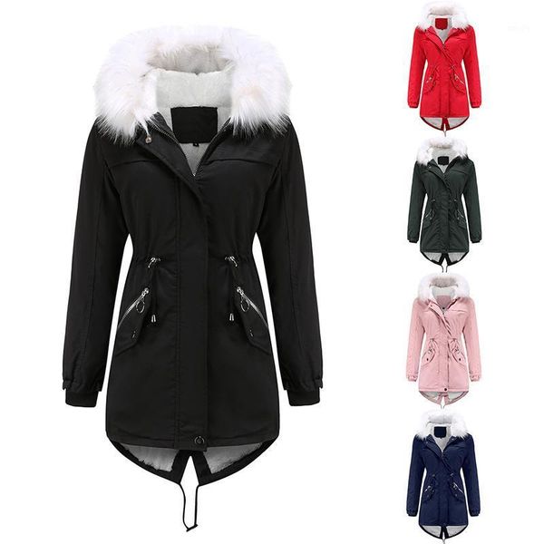 

women's down & parkas women parka coat autumn winter warm thicken mid-length female cotton jackets european style fashion loose hooded, Black