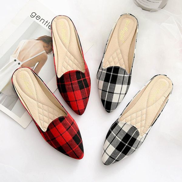 

low loafers slippers casual female shoes shallow slides luxury 2021 flat soft cotton fabric pleated fashion leisure autumn tpr, Black