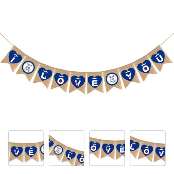 

other festive & party supplies 1pc father's day banner linen hanging garland flag carnival bunting
