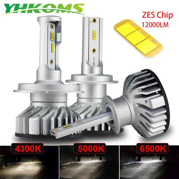 Yhkoms 2 pcs 60w 12000lm Canbus H4 H7 4300K ​​5000K 6500K LED mini farol carro H1 H3 H8 H9 H9 9005 9006 Anti EMC Auto Lamp 12V