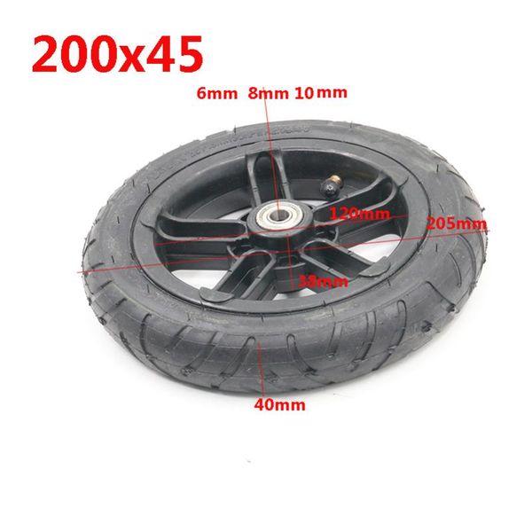 

6mm 8mm 10mm inner hole good quality wheel 200x45 8 inch castor with tyre & tube motorcycle parts electric scooter wheels tires