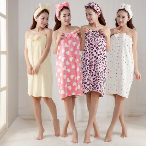 

towel 1pcs absorbent wrap body bath spa women microfiber bow headband+bath shower