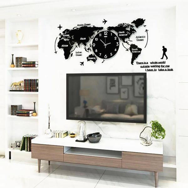 

set 3d acrylic wall clock home decorative silent art decor clocks