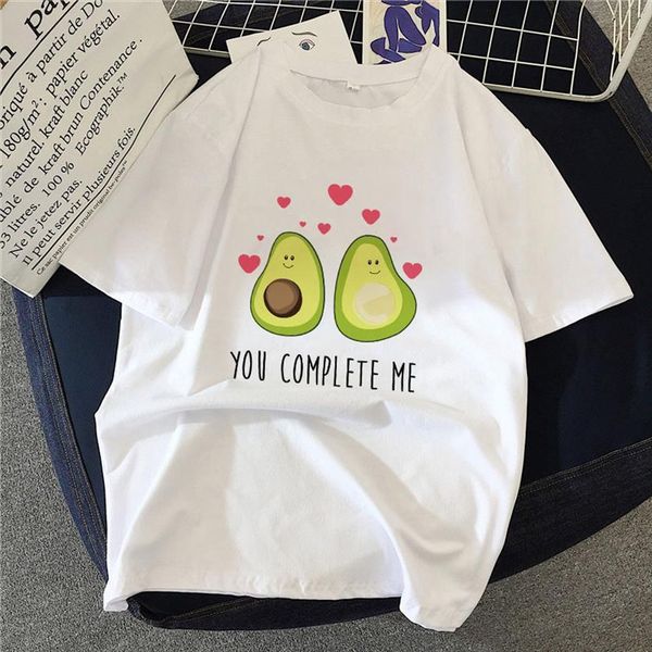 

summer kawaii funny cartoon avocado womens t shirts print 90s girls casual o neck short sleeve female tee size, White