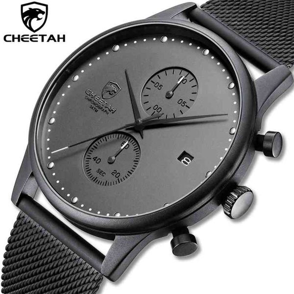 

cheetah brand men watches chronograph quartz watch men stainless steel waterproof sports clock watches business reloj hombre 210804, Slivery;brown
