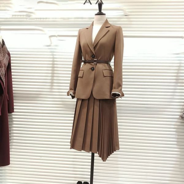 

autumn belt long-sleeved lapel coat fashion trend loose comfortable women thick camel blazer qf503 210510, White;black