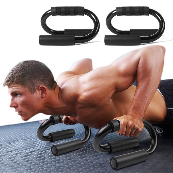 1Pair S-Shaped Push-up Stands Braço Treinamento muscular Push Up Push Up Cremalheira Suave Almofada de Espuma Afigamento Equipamento de Fitness Handles Sport Stand Home Gym Preto De Borracha De Aço Non Slip