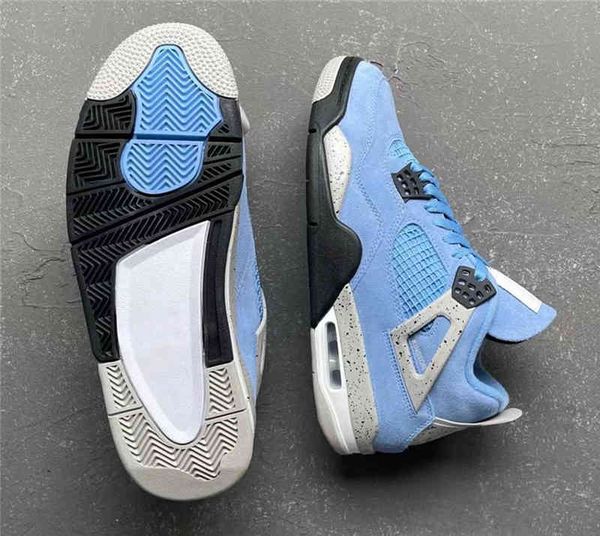 

2021 release authentic 4 se university blue tech grey 4s white black genuine suede men women outdoor shoes sports sneakers with original box