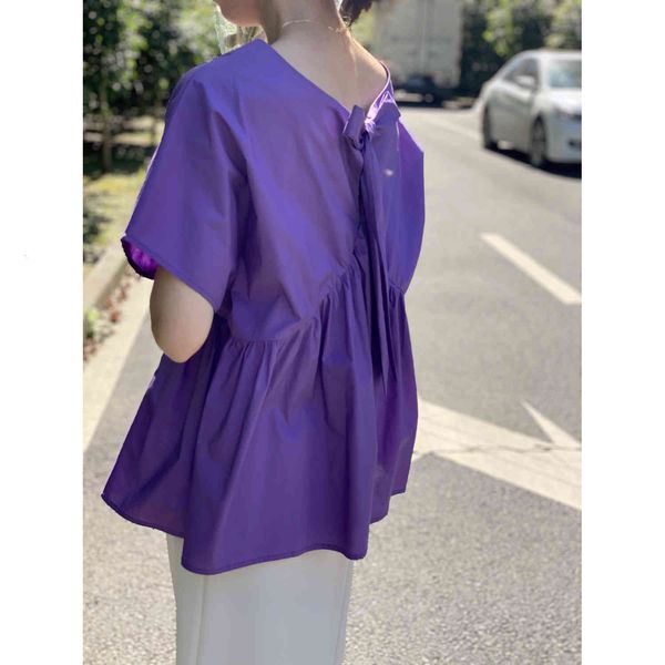 

women's blouses & shirts hxjp summer 2021 girl style feeling baby come bowknot shirt loose woman, White