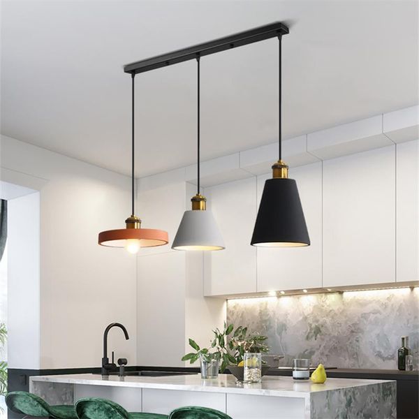 

pendant lamps nordic minimalist dining room chandelier three ins simple table bar lamp bedroom bedside iron